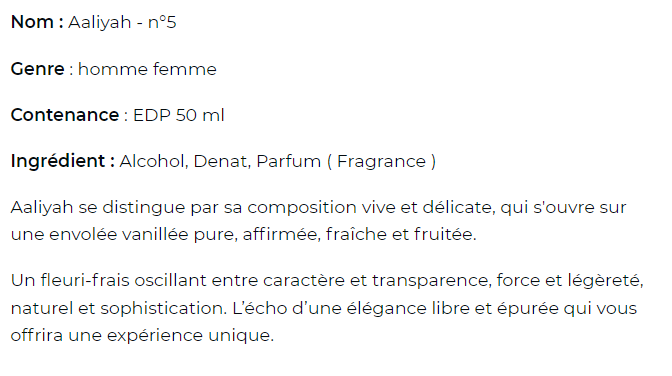 Aaliyah - eau de parfum n°5