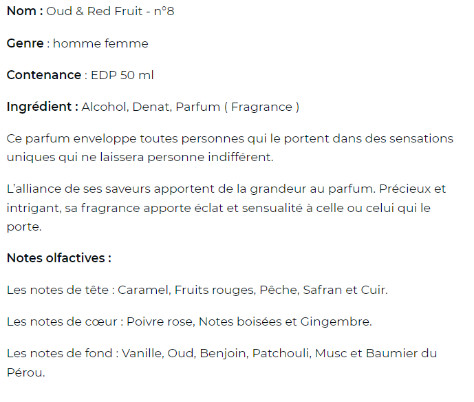 Oud & red - eau de parfum n°8