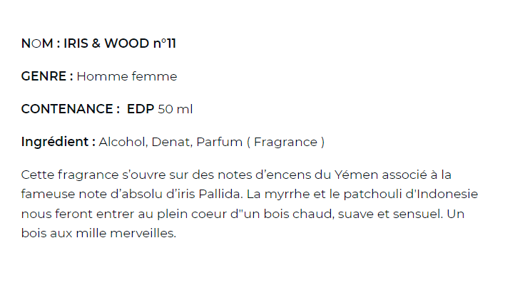 Iris & wood - eau de parfum n°11