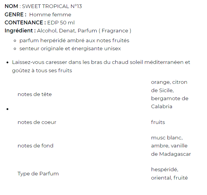 Sweet tropical - eau de parfum n°13