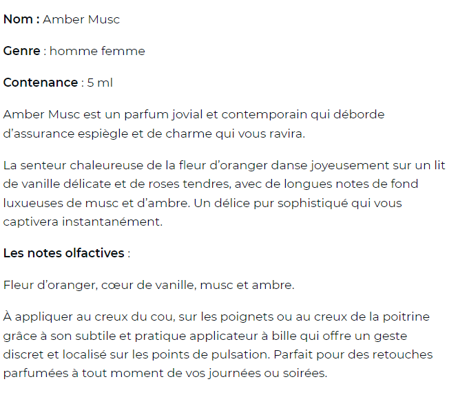 Amber musc - extrait de parfum